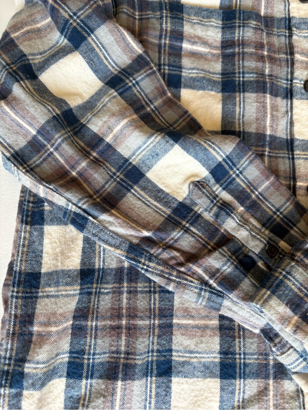 L.L. Bean Women’s Scotch Plaid Flannel Blue/Purple Size Small - Picture 2 of 7